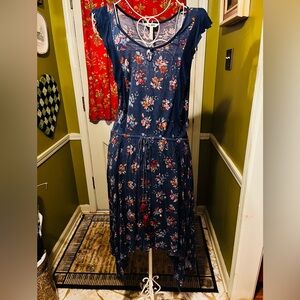 Matilda Jane Navy Marroon Floral Midi Woodland Sprite Dress L